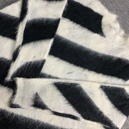 Off-White diagonal stripes mohair hoodie white/black