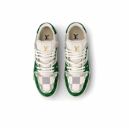 LOUIS VUITTON Trainer Leather fun color wear-resistant low-top board shoes white green unisex