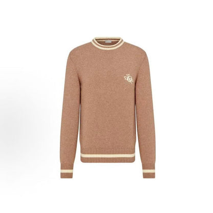 DIOR Men's SS23 Jacquard Embroidered Round-Neck Long-Sleeve Sweater