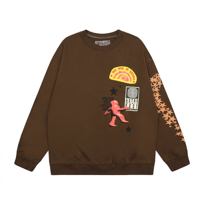 Travis Scott At The Moutain  Print Hoodie Brown