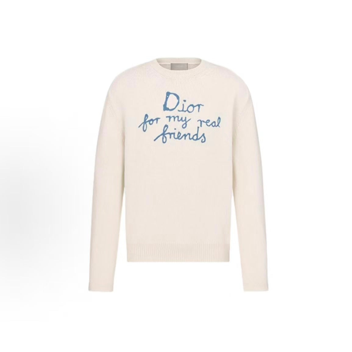 DIOR Dior Spring/Summer 2025 Collection - Dior and Hylington Nel Summer Men's Wear Collection - Long Sleeve Knit Shirt for Men - White with Logo Letter Embroidery