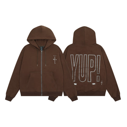 Travis Scott YUP Logo Hoodie Brown