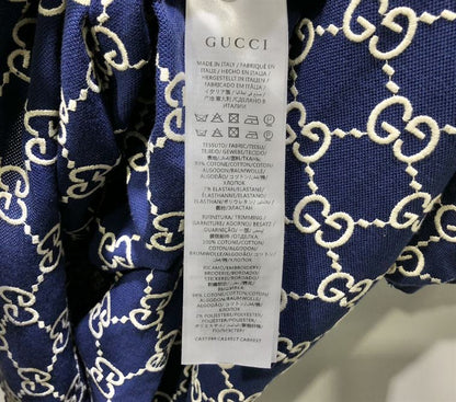 GUCCI DARK BLUE COTTON PIQUET GG STRETCH POLO – GGS013