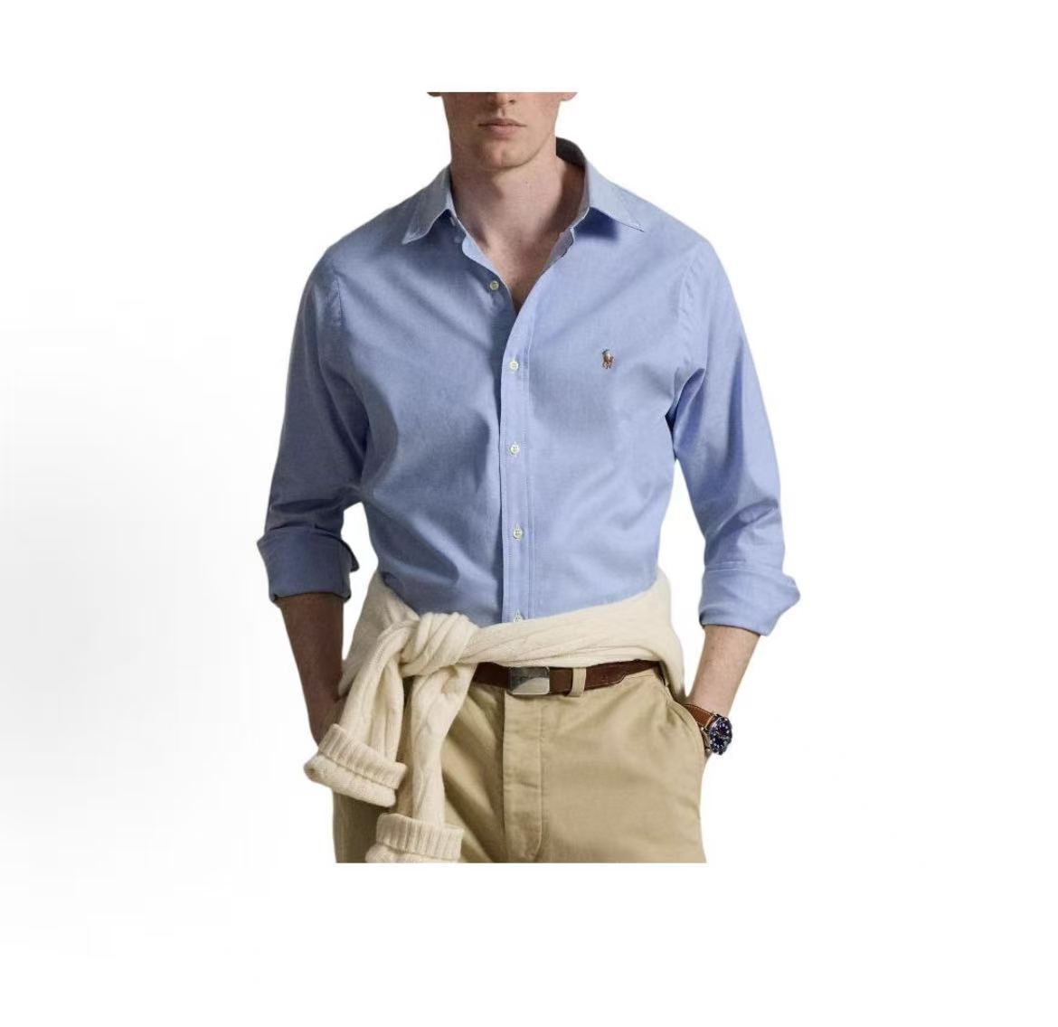 Ralph Lauren Petite Spurs Embroidered Collar Buttoned Long-Sleeved Shirt - Slim Fit Men's Style