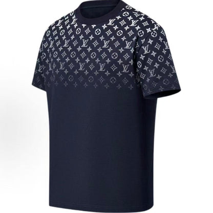 LOUIS VUITTON SS24 Logo Gradient Casual Round-neck Short-sleeve T-shirt for Men - Navy Blue
