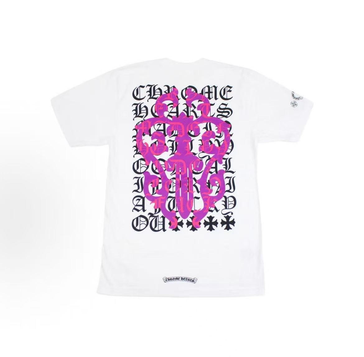 Chrome Hearts SS23 Pattern Printed Casual Round-neck Short-sleeved T-shirt for Women - White