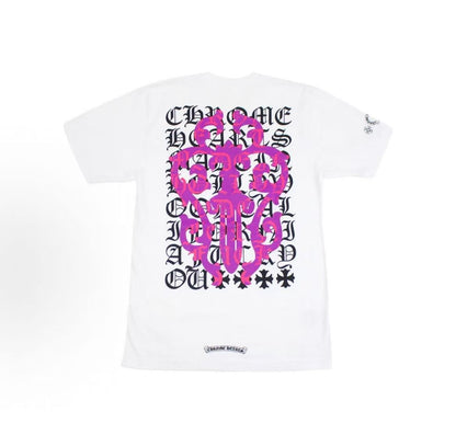 Chrome Hearts SS23 Pattern Printed Casual Round-neck Short-sleeved T-shirt for Women - White