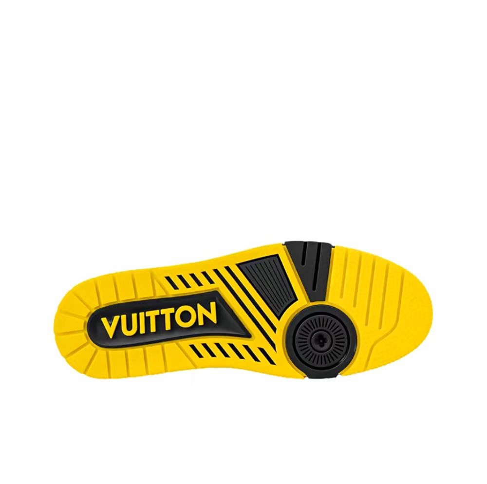 LOUIS VUITTON Trainer Line rhinestone sneakers men's black and yellow
