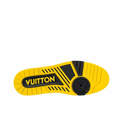 LOUIS VUITTON Trainer Line rhinestone sneakers men's black and yellow
