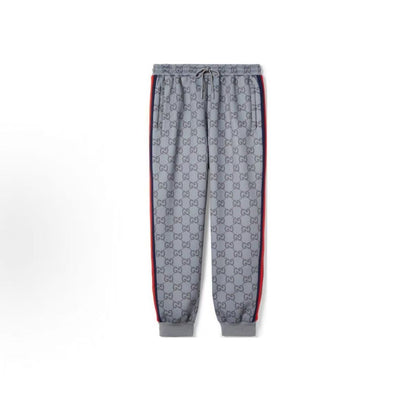 GUCCI Ancient Grecian Style 2024 Fall Collection Logo-embroidered lace-up ankle-length knitted sportswear for men in grey.