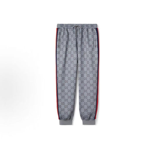 GUCCI Ancient Grecian Style 2024 Fall Collection Logo-embroidered lace-up ankle-length knitted sportswear for men in grey.
