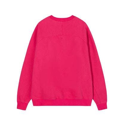 AMI Black Logo Crewneck Hoodie Rose Red