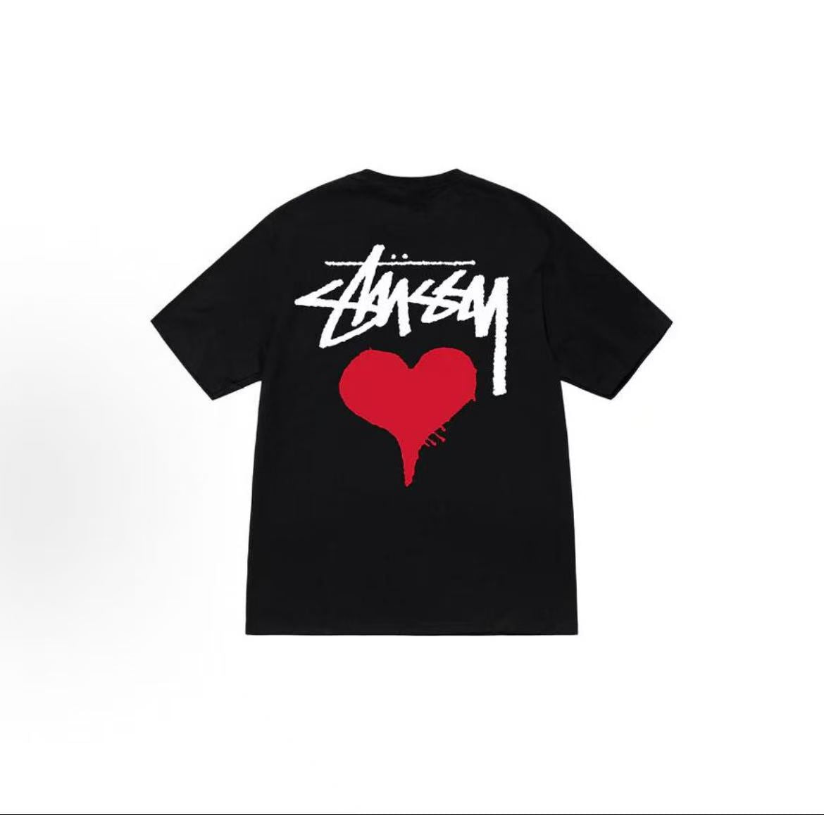 Stussy SS22 Stock Heart Tee - A plain heart patterned crew-neck short-sleeved American retro T-shirt, available for both men and women.