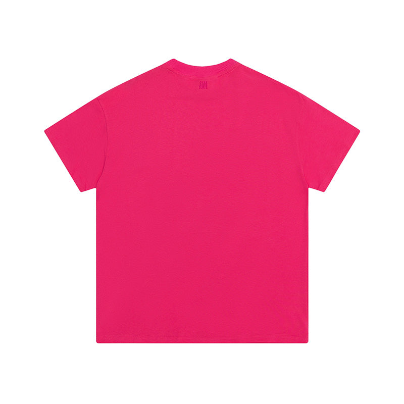 AMI Black Logo Tee Rose Red