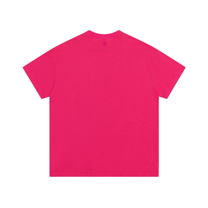 AMI Black Logo Tee Rose Red
