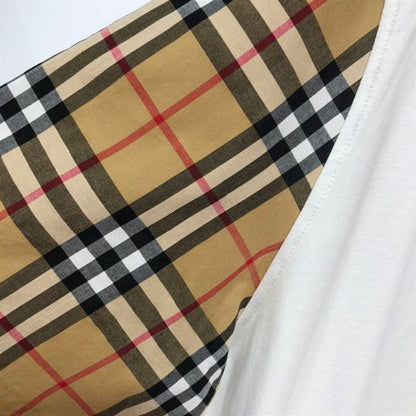 BURBERRY CHECK SLEEVE COTTON OVERSIZED T-SHIRT IN WHITE – BRS010