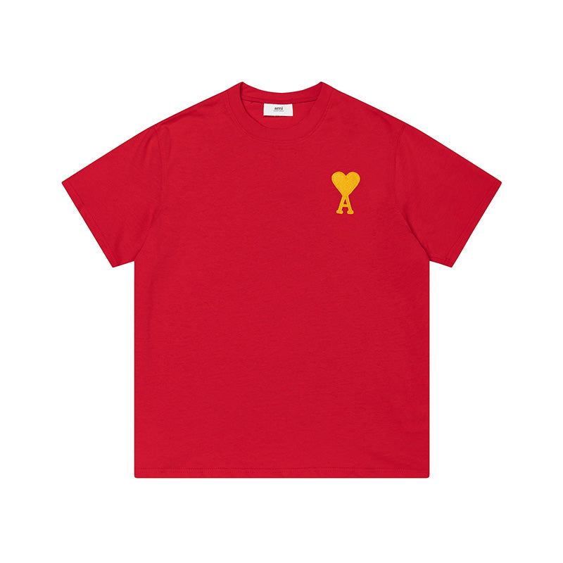 AMI Yellow Logo Tee Red