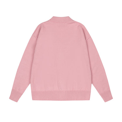 AMI Logo Cardigan Sweater Pink