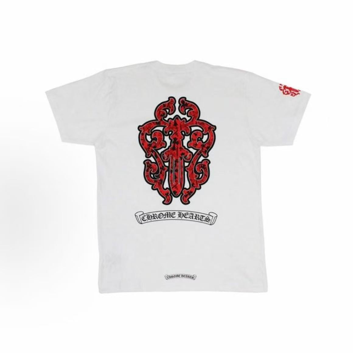 Chrome Hearts Sanskrit Sword Totem Embroidered Short-Sleeved T-Shirt (For Both Men and Women)