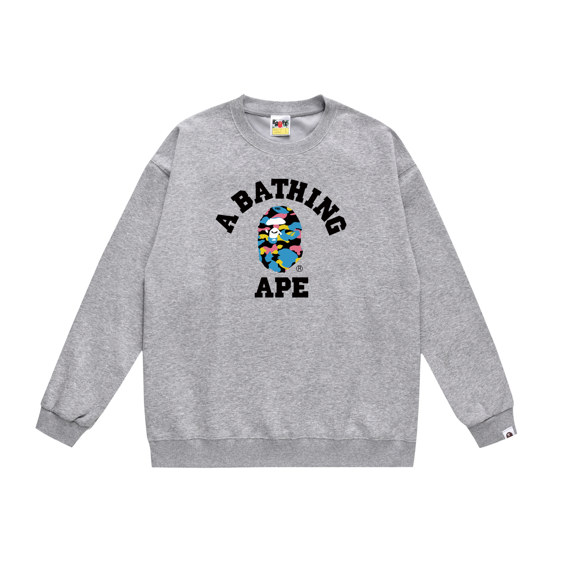 A Bathing Ape Contrasting Colors Logo Print Hoodie Grey