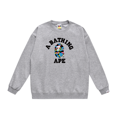 A Bathing Ape Contrasting Colors Logo Print Hoodie Grey
