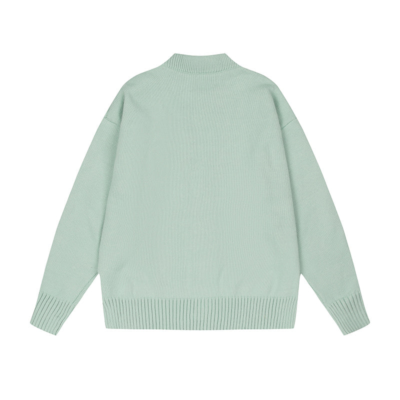 AMI Logo Cardigan Sweater Mint Green