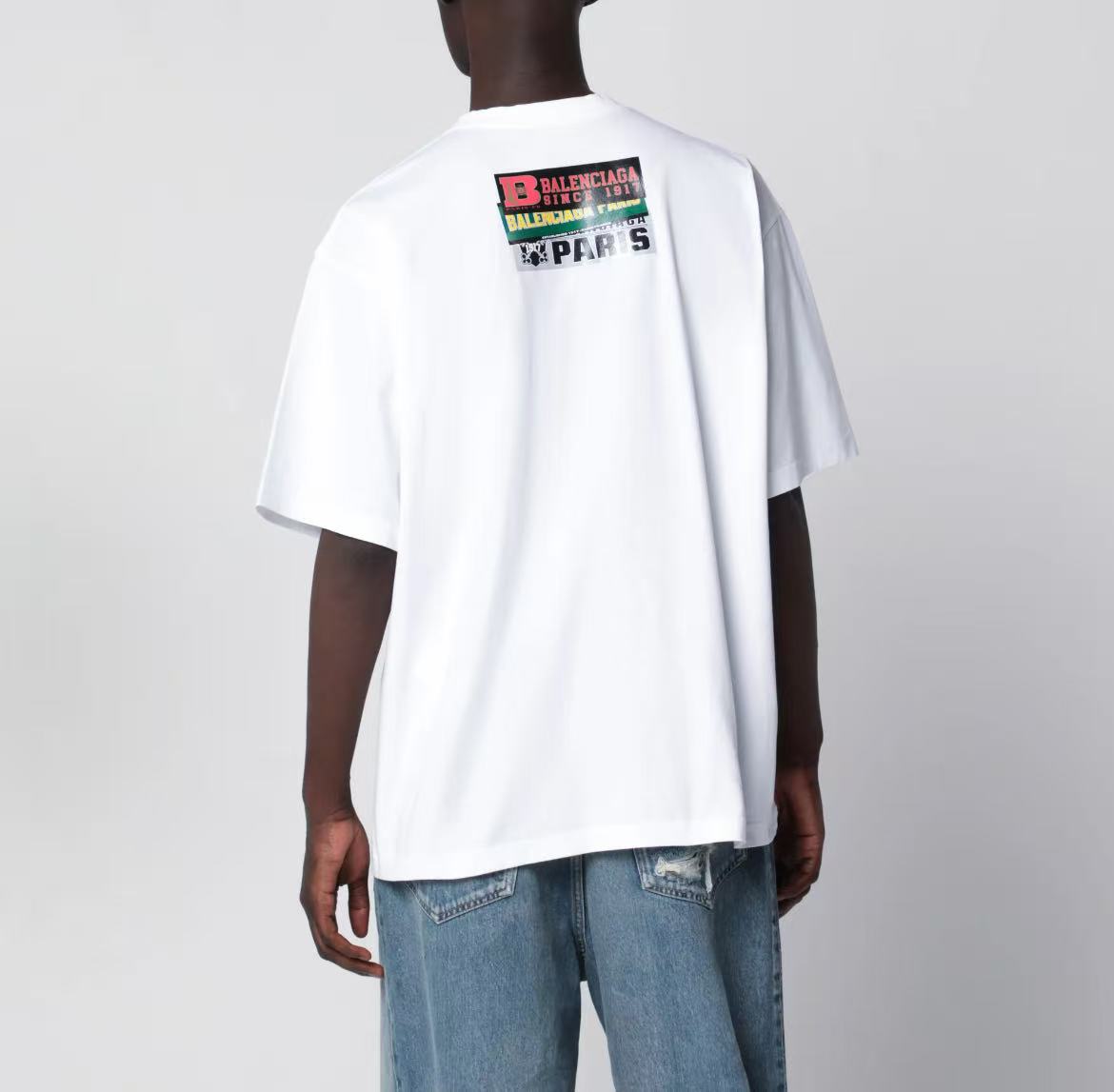 Balenciaga Streetwear Fall/Winter 2026 Short Sleeve Pullover Printed T-Shirt Regular Fit Men's Style