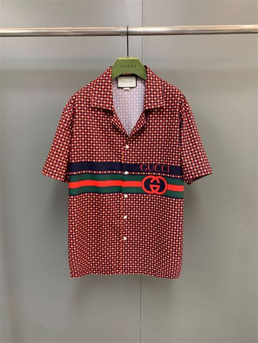 GUCCI GEOMETRIC HOUNDSTOOTH PRINT BOWLING SHIRT – GGS026
