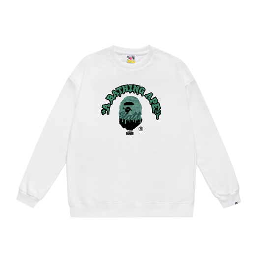 A Bathing Ape Logo Print Hoodie White