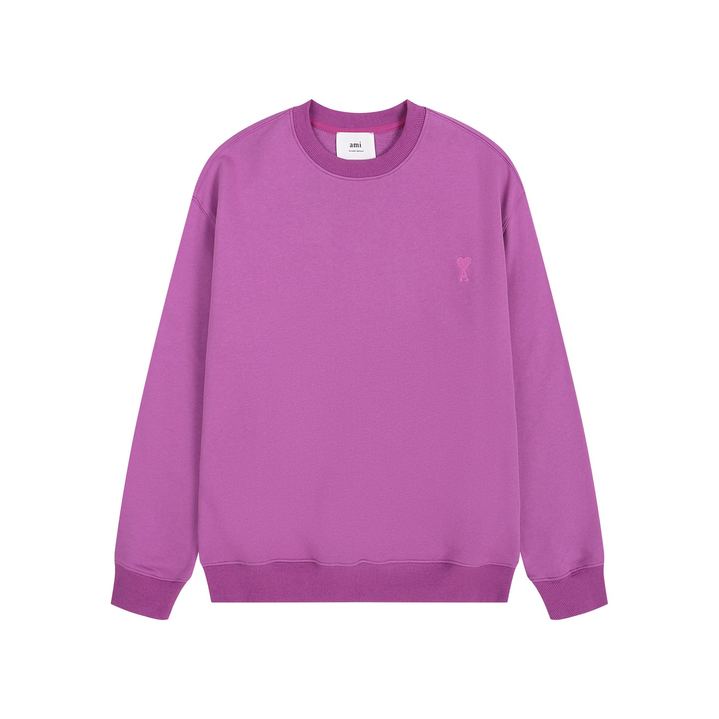 AMI Solid Color Crew Neck Hoodie Purple