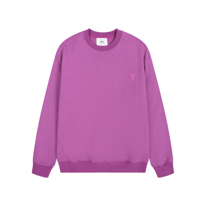 AMI Solid Color Crew Neck Hoodie Purple
