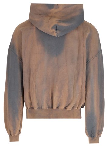 Off-white brown  laundry boxy  hoodie with logo