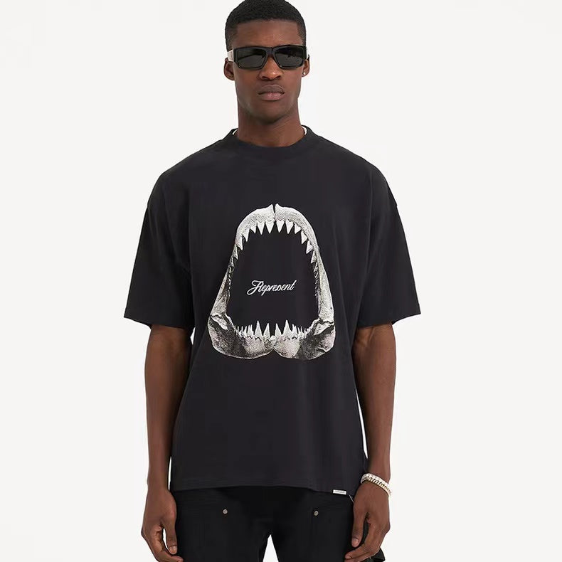 REPRESENT  SHARK MOUTH CREW BLACK TEE
