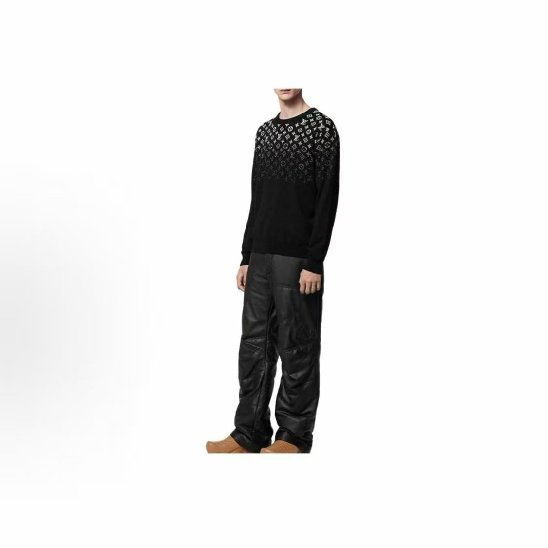 LOUIS VUITTON FW23 Gradient Logo Print Round-neck Sweater for Men