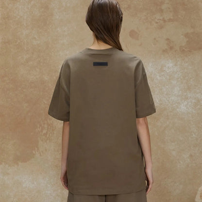 FOG FEAR OF GOD 22 ESSENTIALS double line single row flocking loose T-shirt brown black