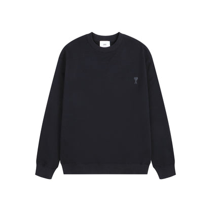 AMI Solid Color Crew Neck Hoodie Black