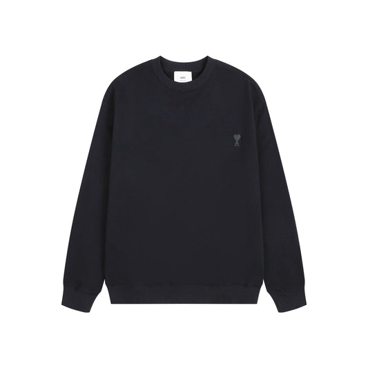 AMI Solid Color Crew Neck Hoodie Black