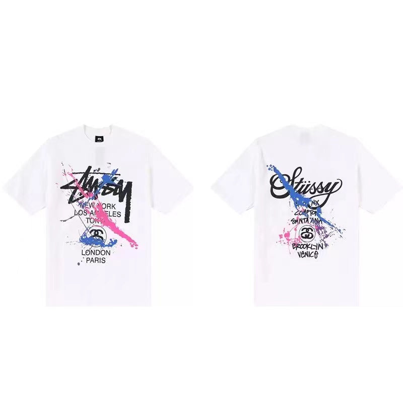 STUSSY SPLASH INK PRINT TEE WHITE