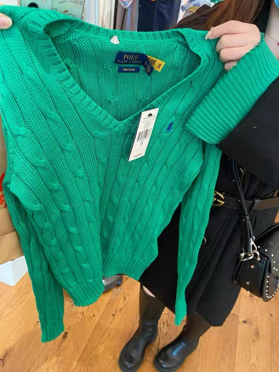 Ralph Lauren twist-knit V-neck sweater