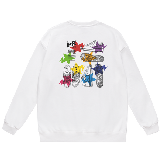 A Bathing Ape Shoes Print Hoodie White
