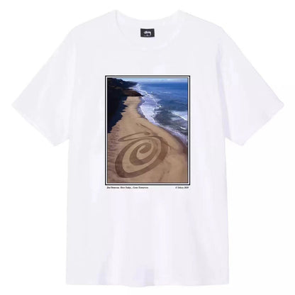 STUSSY BEACH PRINT TEE WHITE