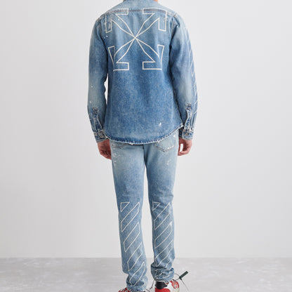 Off-White Diag Outline Denim Jacket Blue