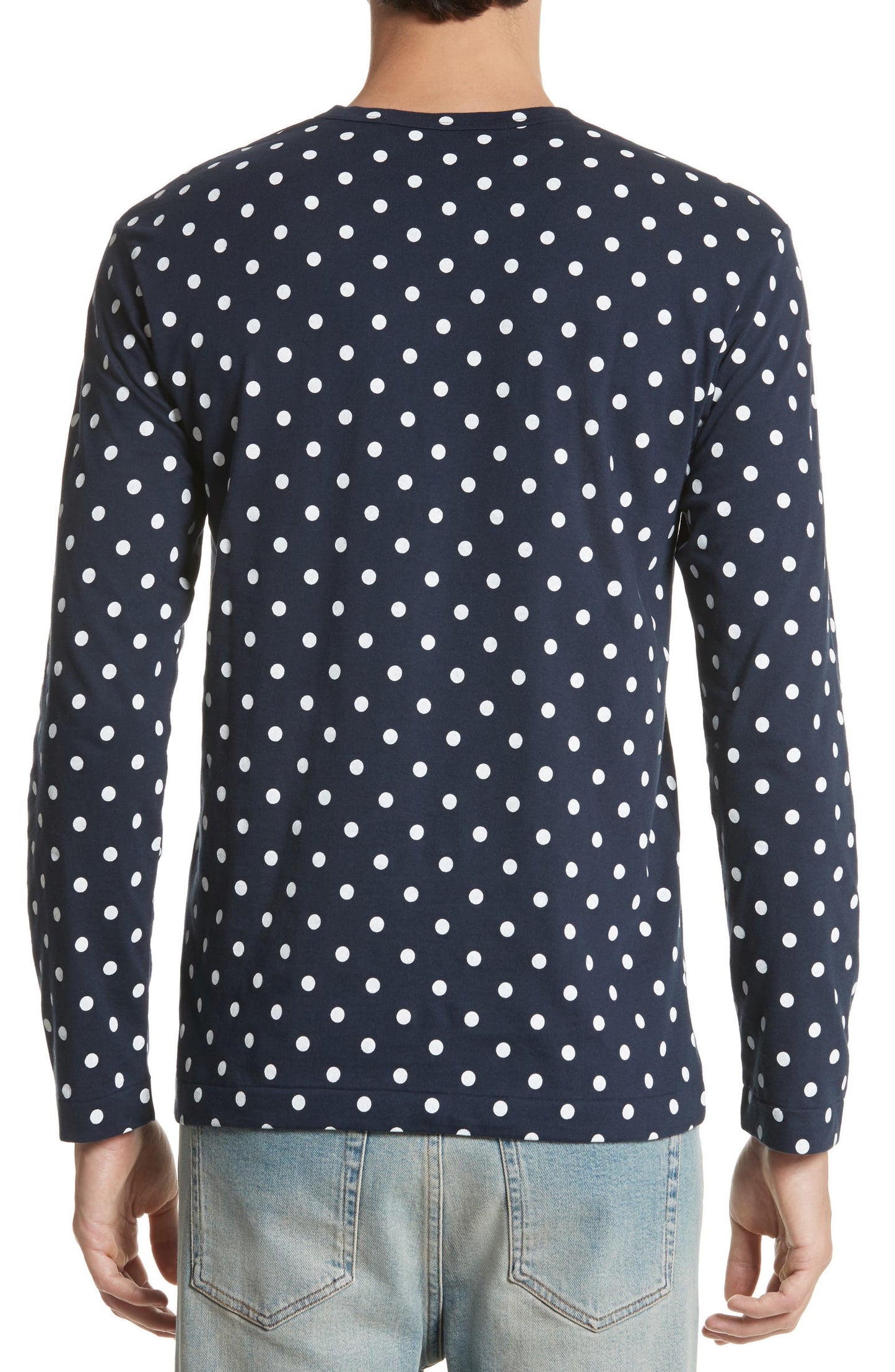 Dot Print Long Sleeve Crewneck T-Shirt