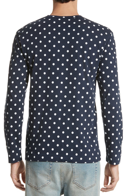 Dot Print Long Sleeve Crewneck T-Shirt