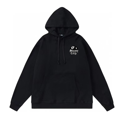 STUSSY BALL 8 PRINT HOODIE BLACK