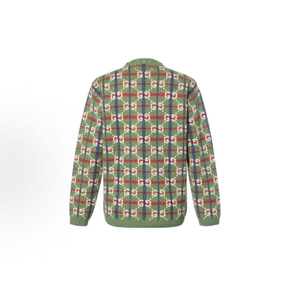GUCCI Ancient Grecian Style 22 Fall Line Lettered Diamond Pattern Round-neck Pullover Long-sleeved Sweater for Men in Green