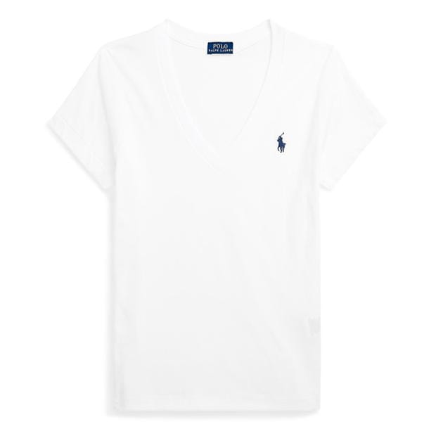 Ralph Lauren Cotton Short Sleeve V Neck Tee White