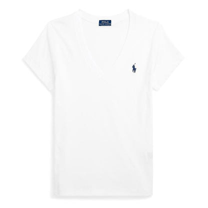 Ralph Lauren Cotton Short Sleeve V Neck Tee White