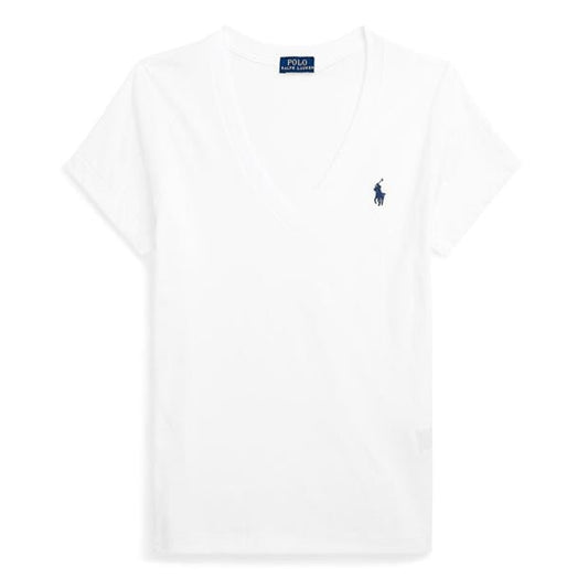 Ralph Lauren Cotton Short Sleeve V Neck Tee White