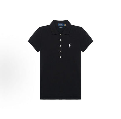 Ralph Lauren FW22 Solid-color Casual Straight-Tee Short-Sleeved Polo Shirt - Slim Fit - Women's - Black